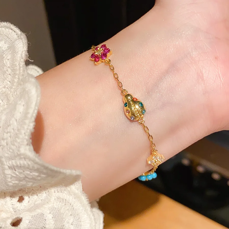 Pulseira De Flor De Cristal Colorida, Moderna E Personalizada