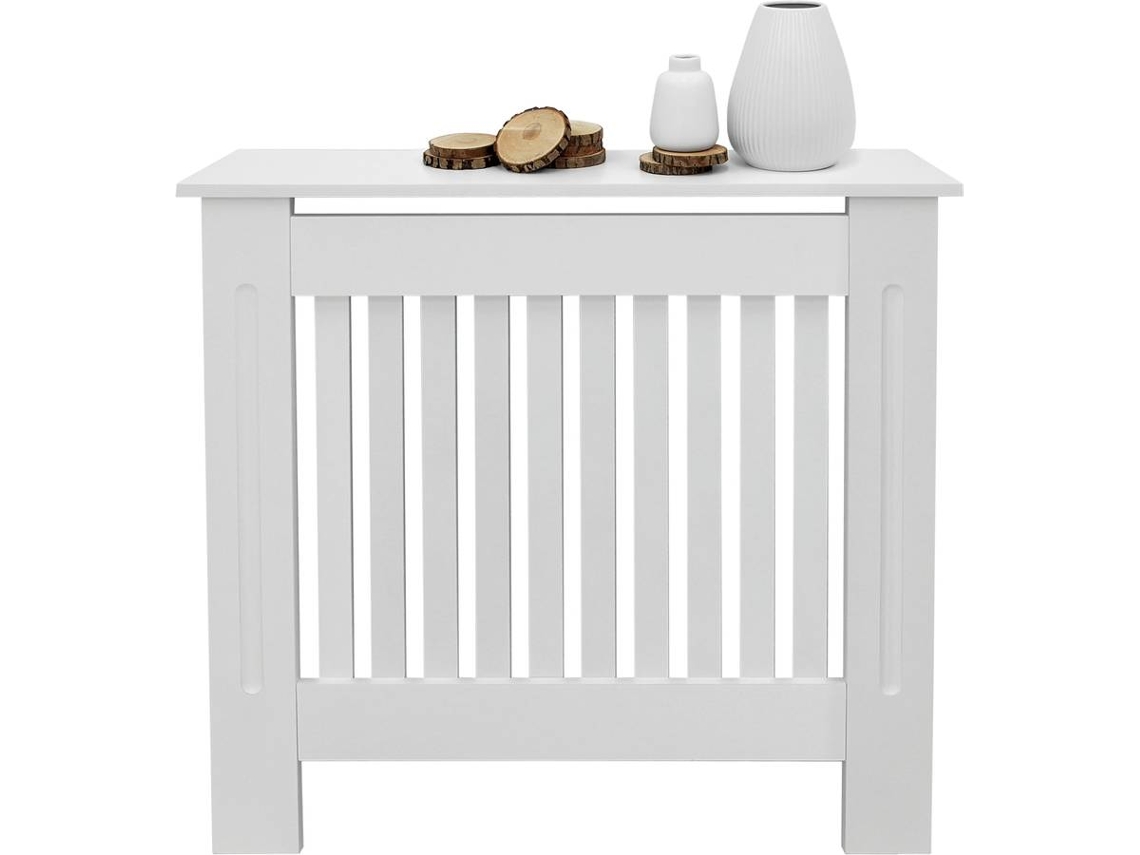 Cobertura do radiador ECD 78x19x82cm MDF lacado branco vintage MDF design de ripas