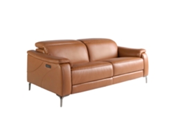 Sofá Relaxante de 3 Lugares em Pele Castanha ANGEL CERDA 188 x 108 x 77 (188 x 108 x 77 cm)