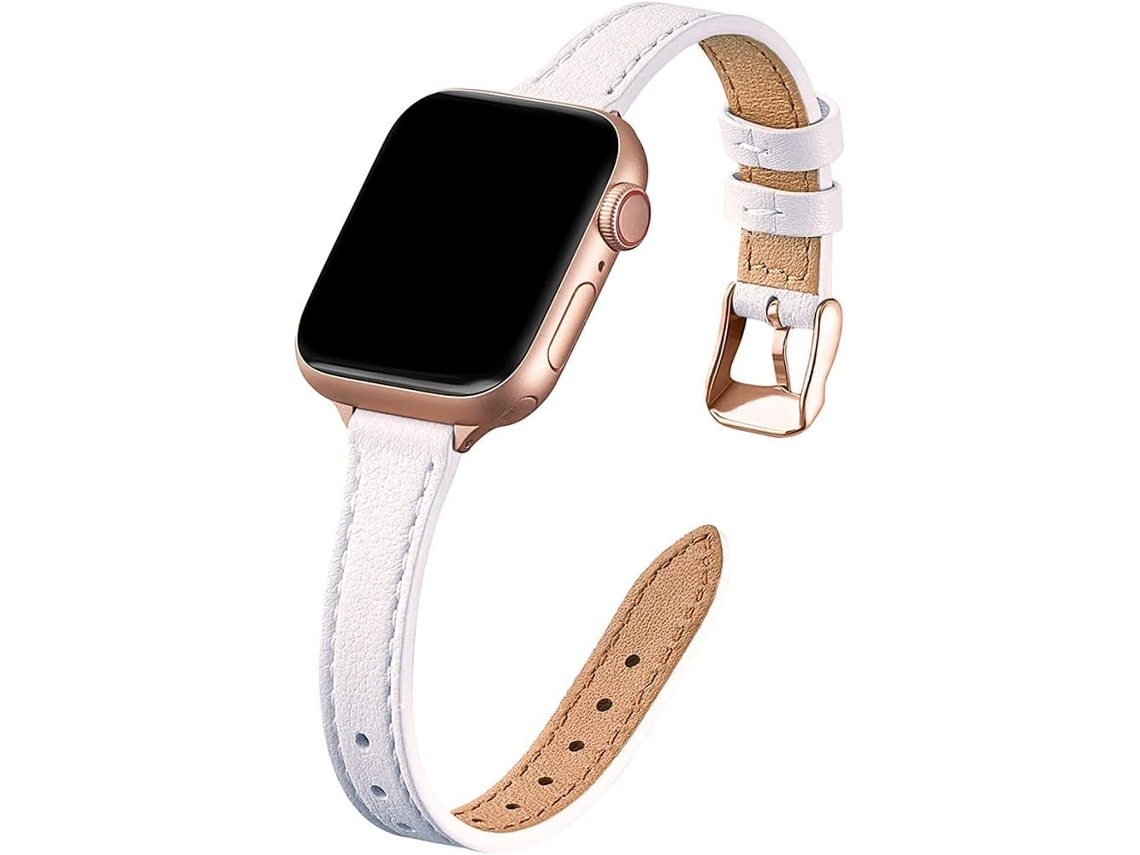 Pulseira De Metal Para Apple Watch, Couro Fino E Fino Compatível Com 42 Mm, Pulseira De Couro Premium Com Conector Seguro, Design Robusto De Aço Inoxi
