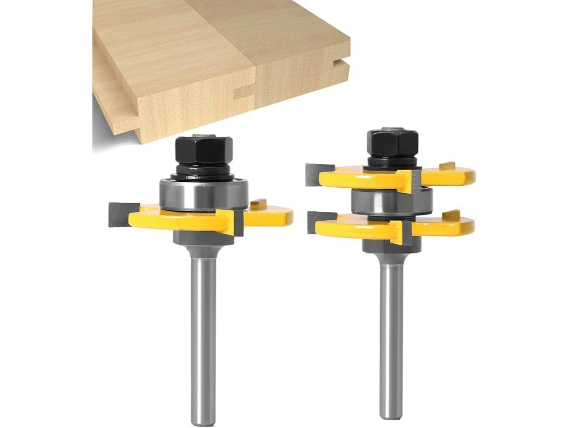 Set de Lâminas T para Língua y Ranura con Macho 6mm 3 Dentes de Tungstênio para Carpintaria