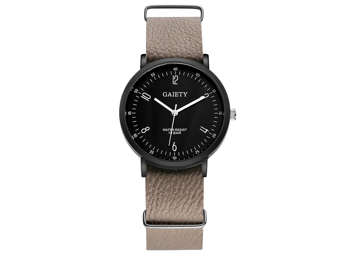 Reloj De Cuarzo Analógico Para Hombre Con Correa De Pu Gaiety Casual Simple Gris