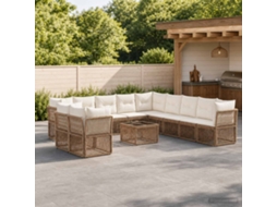 Vidaxl Conjunto De Sofá De Jardim 12 Unid. Bege Vime Pe