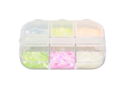 Mix de Lantejoulas com Glitter - 6 Núcleos Luminosos para Decoração de Unhas DIY