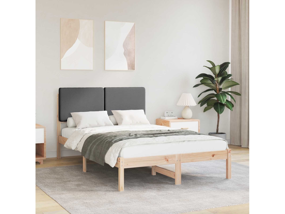 Vidaxl Estrutura de Cama com Cabeceira Estofada Cinza Escuro