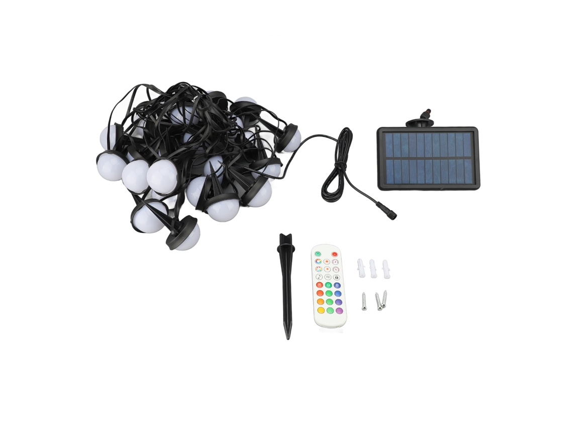 Luz de Cordeiro Terrestre Solar Rgb 25 Lâmpadas Ip66 Controle App Bluetooth 2.4g Externa | S/MARCA