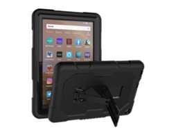 Para Amazon Kindle Fire Hd 8 (2020) B2 Capa Protetora De Silicone Com Contraste De Cores Pc Com Suporte (preto Preto)