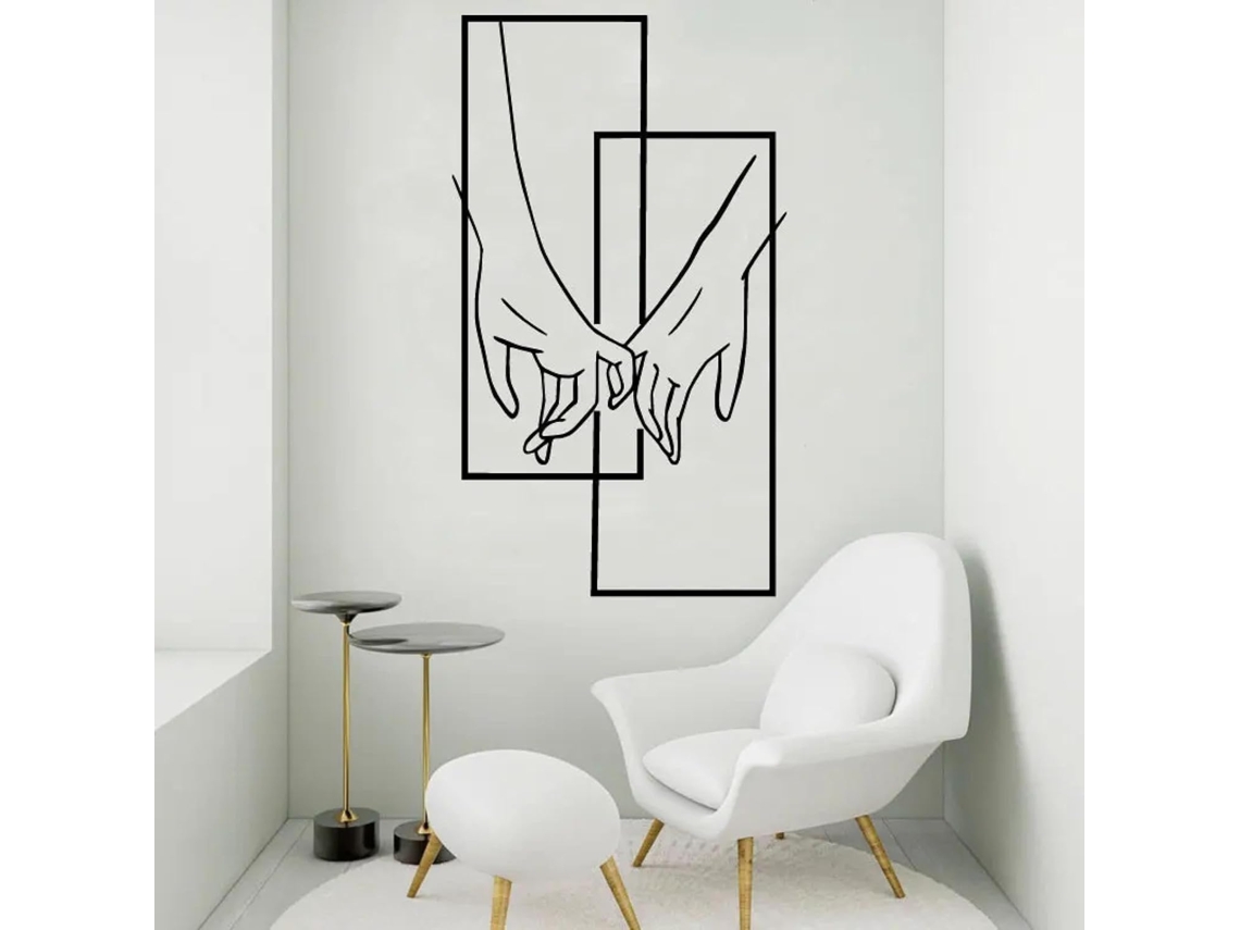 Adesivos de parede da série Fashion com homens e mulheres de mãos dadas, perfeitos para decoração de varandas e quartos com arte abstrata moderna.