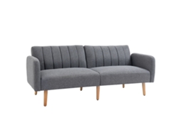 Sofá-cama, Sofá De Tecido Para 2 Lugares, Sofá Com Função De Dormir, Poliéster Semelhante A Linho, Madeira De Borracha, 173 X 75 X 73 Cm, Cinza Ui