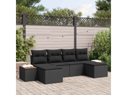 Vidaxl Conjunto De Sofá De Jardim 6 Unid. Preto