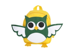 Mali mochila Infantil Preschool com Design de Coruja Cartoon para Crianças 3 Anos+ Amarela