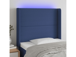 Vidaxl Cabeceira De Cama C/ Luzes Led Tecido 103x16x118/128 Cm Azul