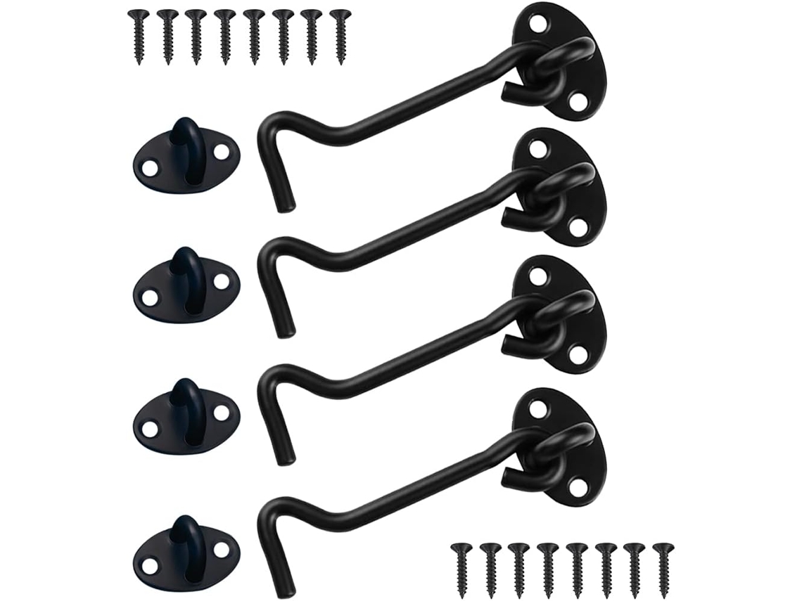 Conjunto De 4 Peças De Ferragens Para Porta De Correr, Gancho De Cabine De 4 Polegadas, Aço Inoxidável