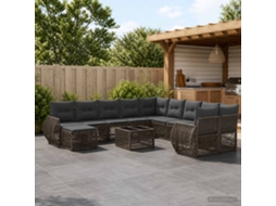 Vidaxl Conjunto De Sofá De Jardim 12 Unid. Cinzento Vime Pe
