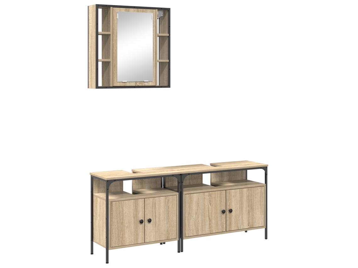 Conjunto 3 Penteadeira De Banheiro Vidaxl Castanho Derivados De Madeira (80 X 30 X 60 Cm)