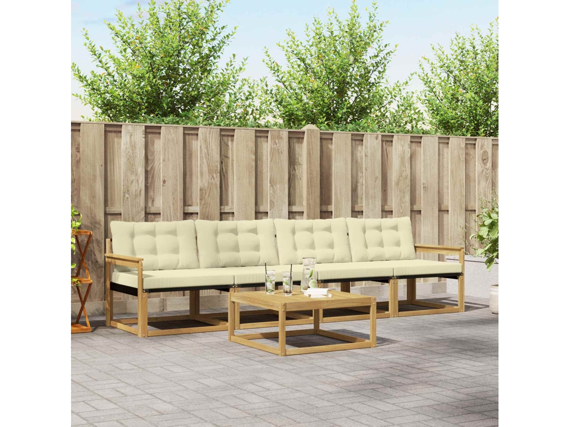 Vidaxl Conjunto De Sofás Para Exterior 5 Pcs Branco E Creme