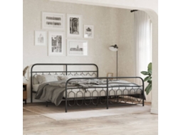 Vidaxl Estrutura De Cama Com Cabeceira E Pés 200x200 Cm Metal Preto
