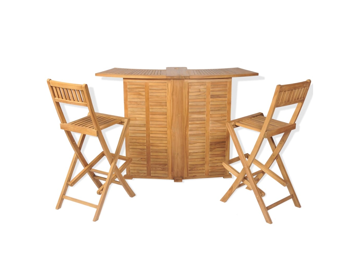 Conjunto de Bistrô com Cadeiras Dobráveis 3 Pcs Madeira Teca MAISON EXCLUSIVE
