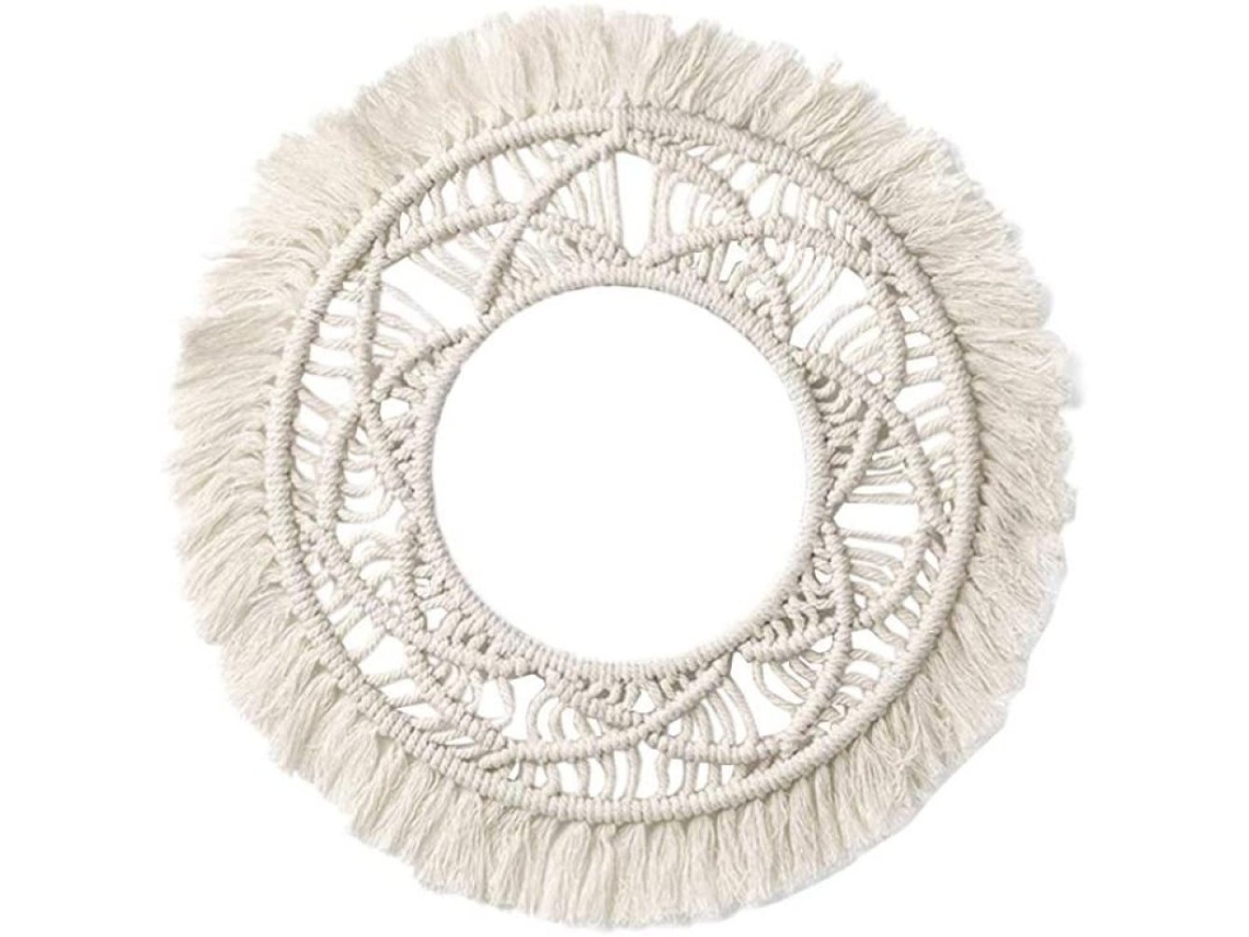Espelhos Decorativos Circulares De Macramê, Arte De Parede Boho Tecida À Mão Com Franjas De Borlas Que Valorizam Qualquer Ambiente, Ideal Para Apartam