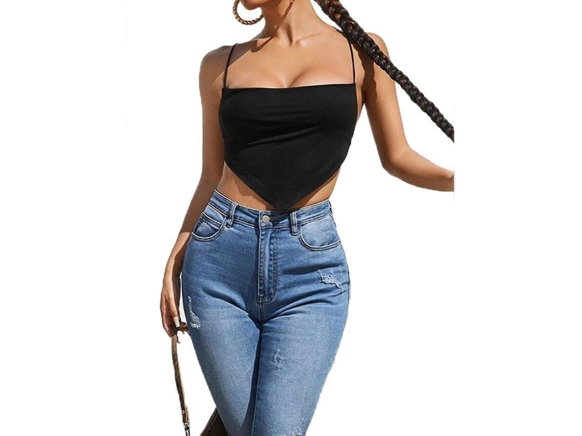 2026 top Cami Crop Sem Mangas com Tirantes Cruzados para Mulheres, Ideal para Compras e Uso Diário
