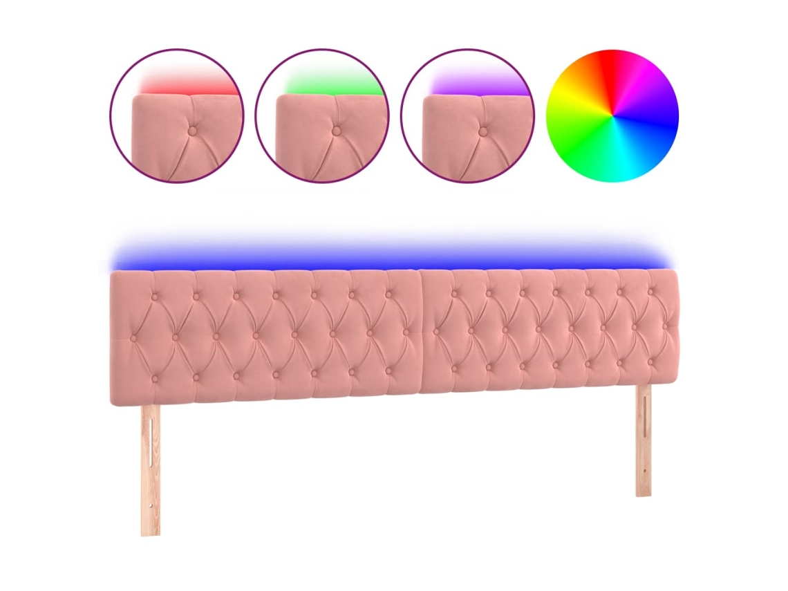 Cabeceira de Cama com Luzes Led Rosa MAISON EXCLUSIVE (200x7x78 cm)