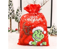 Sacola de presente de natal reutilizável com cordão de papai noel em tela S/MARCA