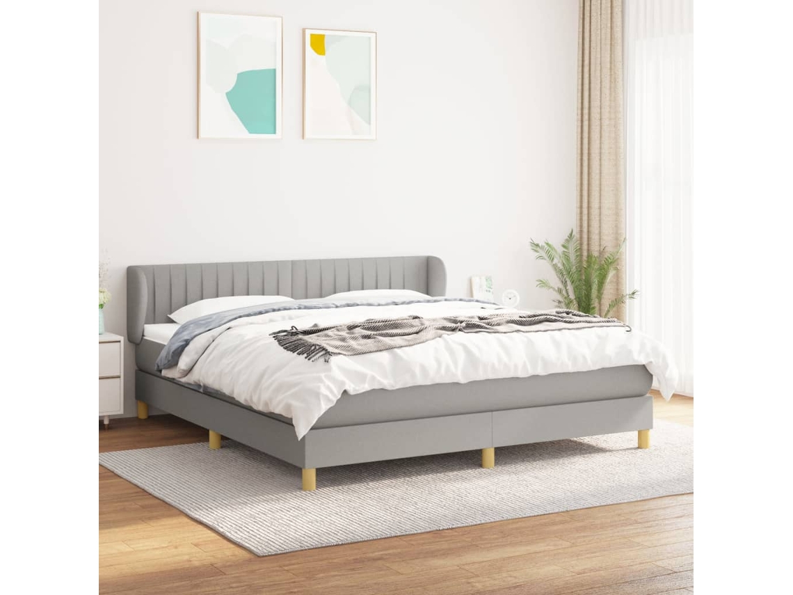 Vidaxl Cama Com Molas/colchão 180x200 Cm Tecido Cinzento-claro