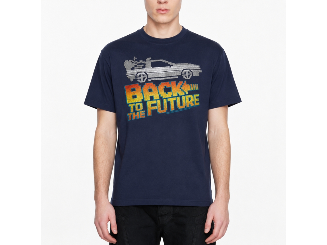 Rockinstone Back To The Future Movie 8-bit To The Future Navy Adult T-shirt Size:xxxl