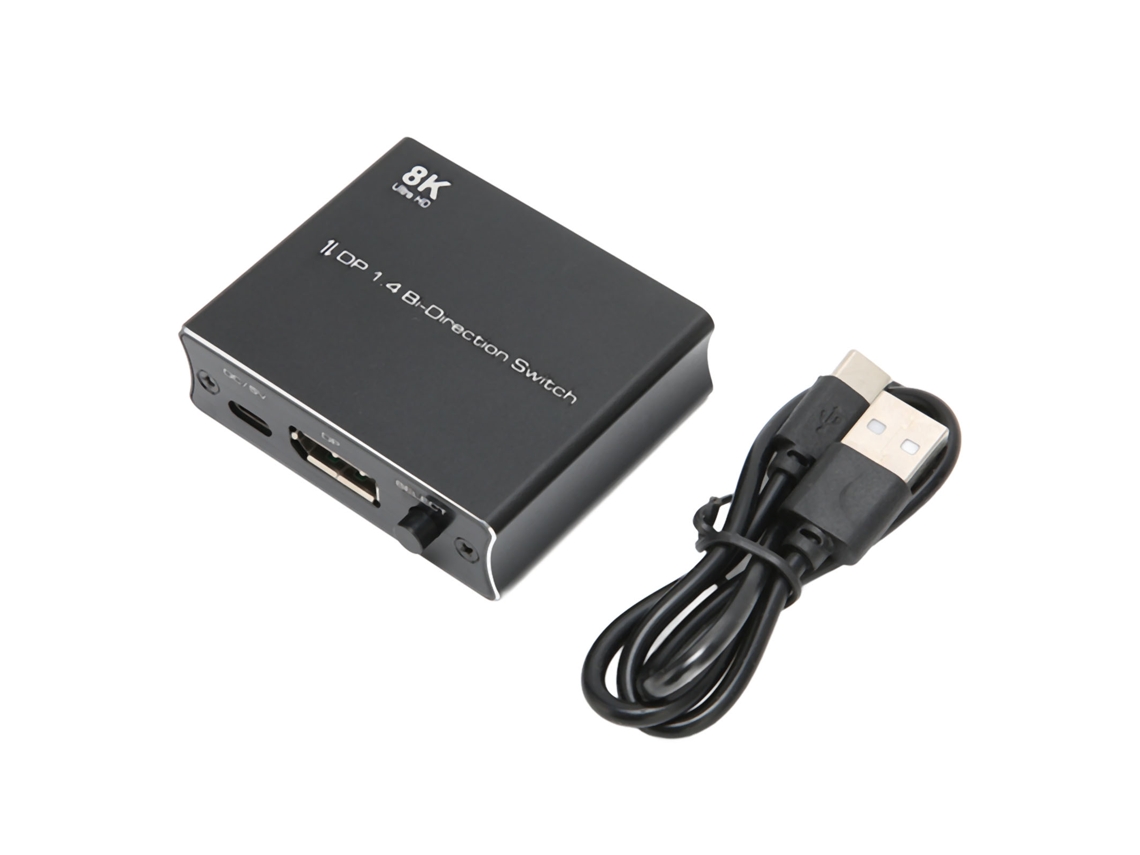 Switch DisplayPort 1.4 8K, 2 posições, alta resolução, plug and play, 1 entrada, 2 saídas ou 2 entradas, 1 saída CHABERLU