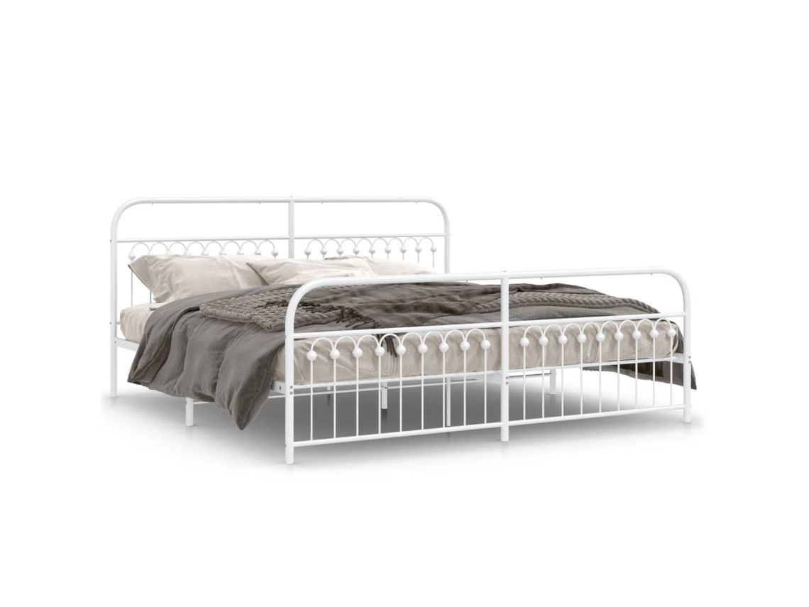 Bed Frame, Bed Frames Vidaxl Branco Aço (193 X 203 Cm)
