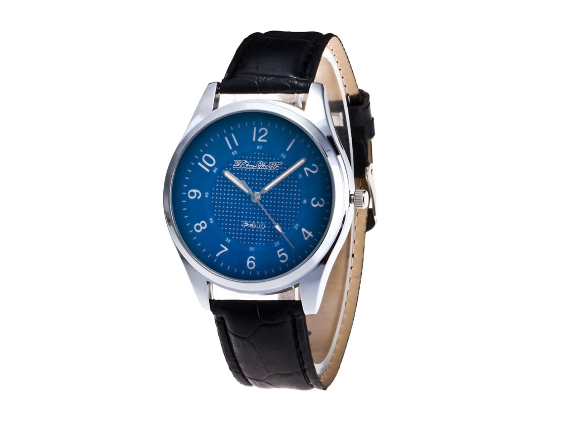 Relógio de quartzo unissex moderno com pulseira de metal ajustável (preto)