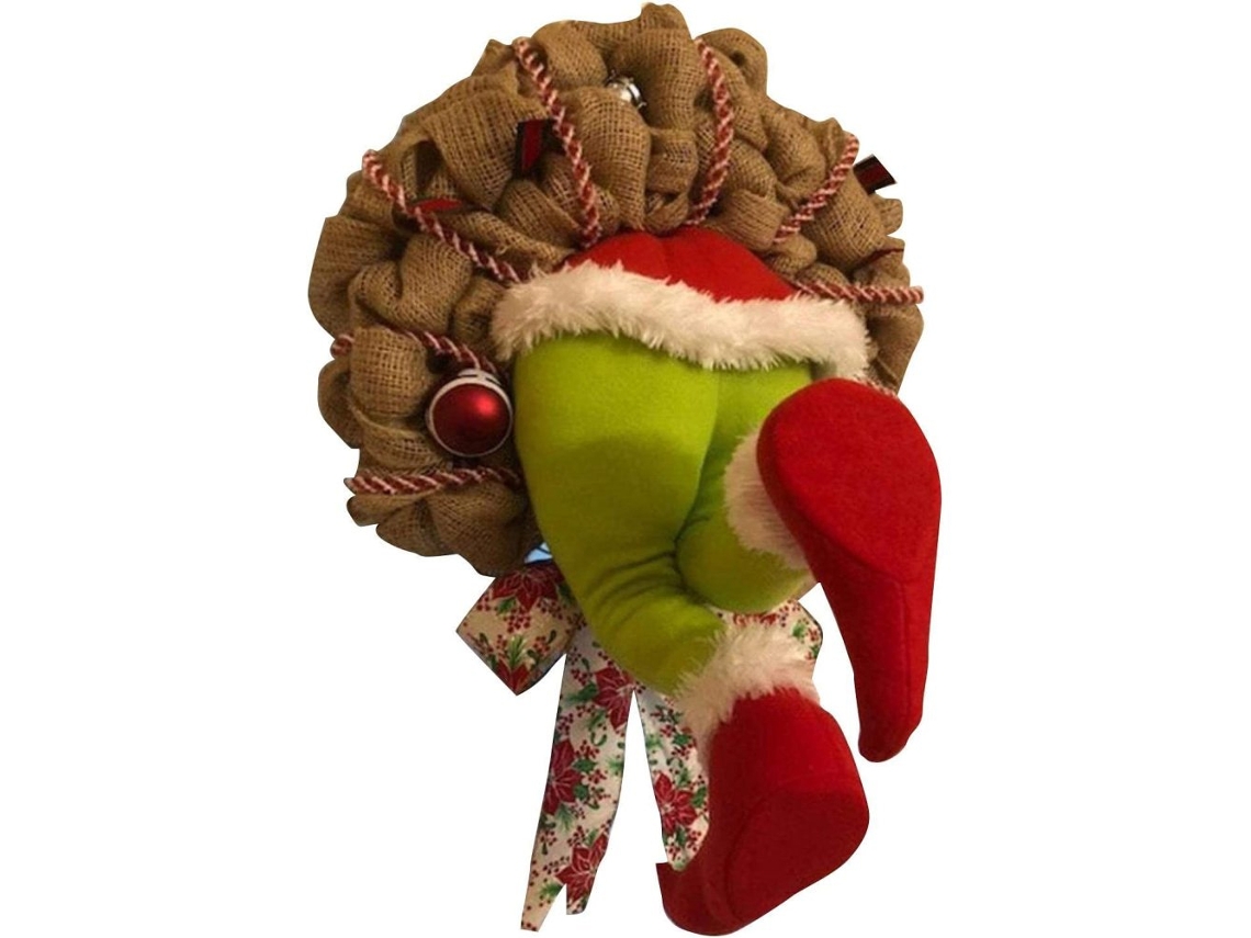 Guirlanda De Natal Inspirada No Grinch, Tamanho Grande, Decoração De Natal Com Pernas Peludas Ajustáveis E Glitter Vermelho E Branco, Cria Um Cenário