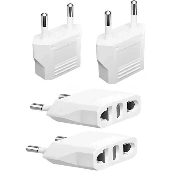 Kit Com 4 Adaptadores De Tomada Eua/canadá Para Ue, Plugue Tipo C, Adaptadores De Viagem 2 Pinos Para Com Tomada Europeia