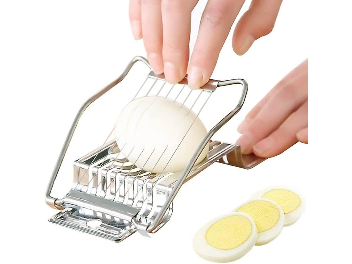 Cortador de Ovos de Aço Inoxidável Multifuncional para Ovos Cozidos, Morango, Banana, Presunto, Fácil de Limpar e Armazenar