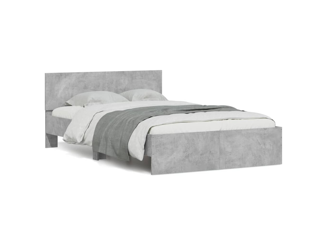 Vidaxl Estrutura Cama Cabeceira E Luzes Led 120x200cm Cinzento Cimento