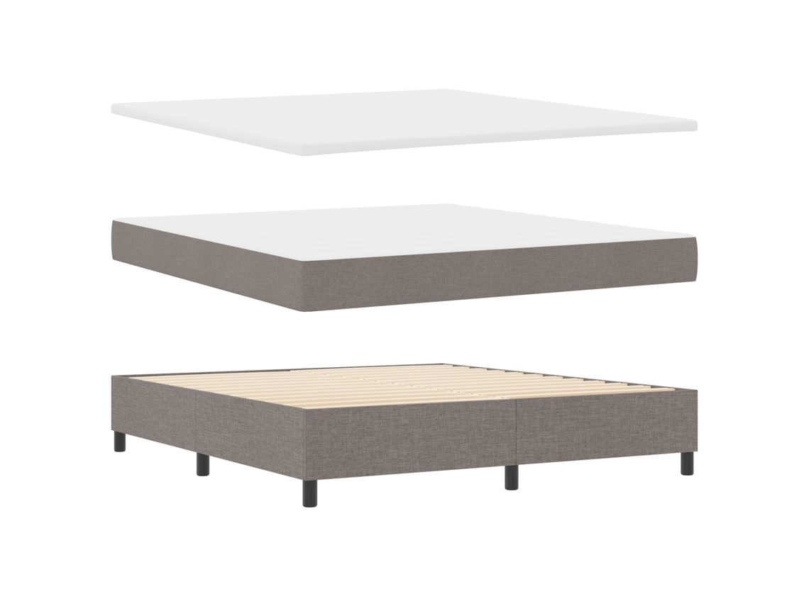 Conjunto 1 Cama Box Vidaxl Castanho-acinzentado Tecido (180 X 200 Cm)