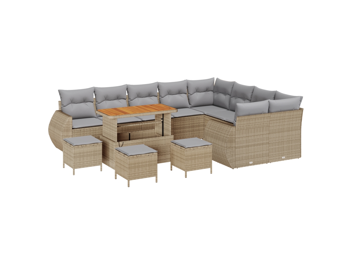 Conjunto 13 Sofá De Jardim Vidaxl Bege Vime Pe (110 X 55 X 71 Cm)