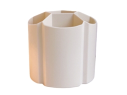 Caneca porta lápis multifuncional de plástico fashion com múltiplos compartimentos para meninas bege com marca