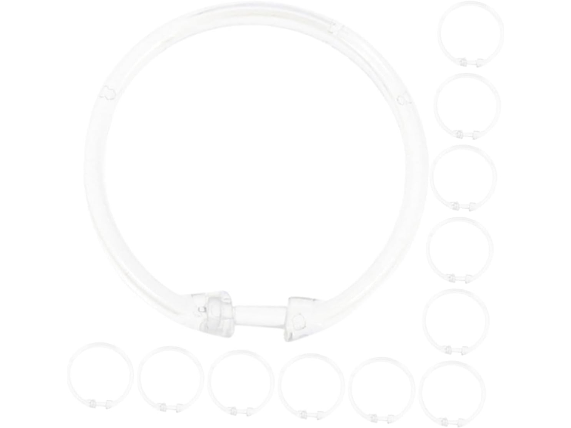 Anéis De Acrílico Transparente Para Chuveiro Com Fecho De Pressão, 15 Peças, Fáceis De Instalar, Formato Circular Para