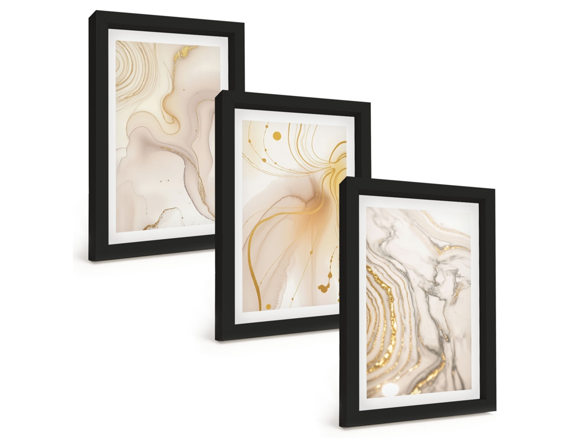 Composição De Quadros Padrões Abstratos Sutis Espelharte (3 Peças 20x30 Cm)