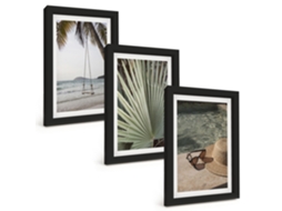Composição De Quadros Férias Em Balanço Na Praia Com Folhas Espelharte (3 Peças 20x30 Cm)
