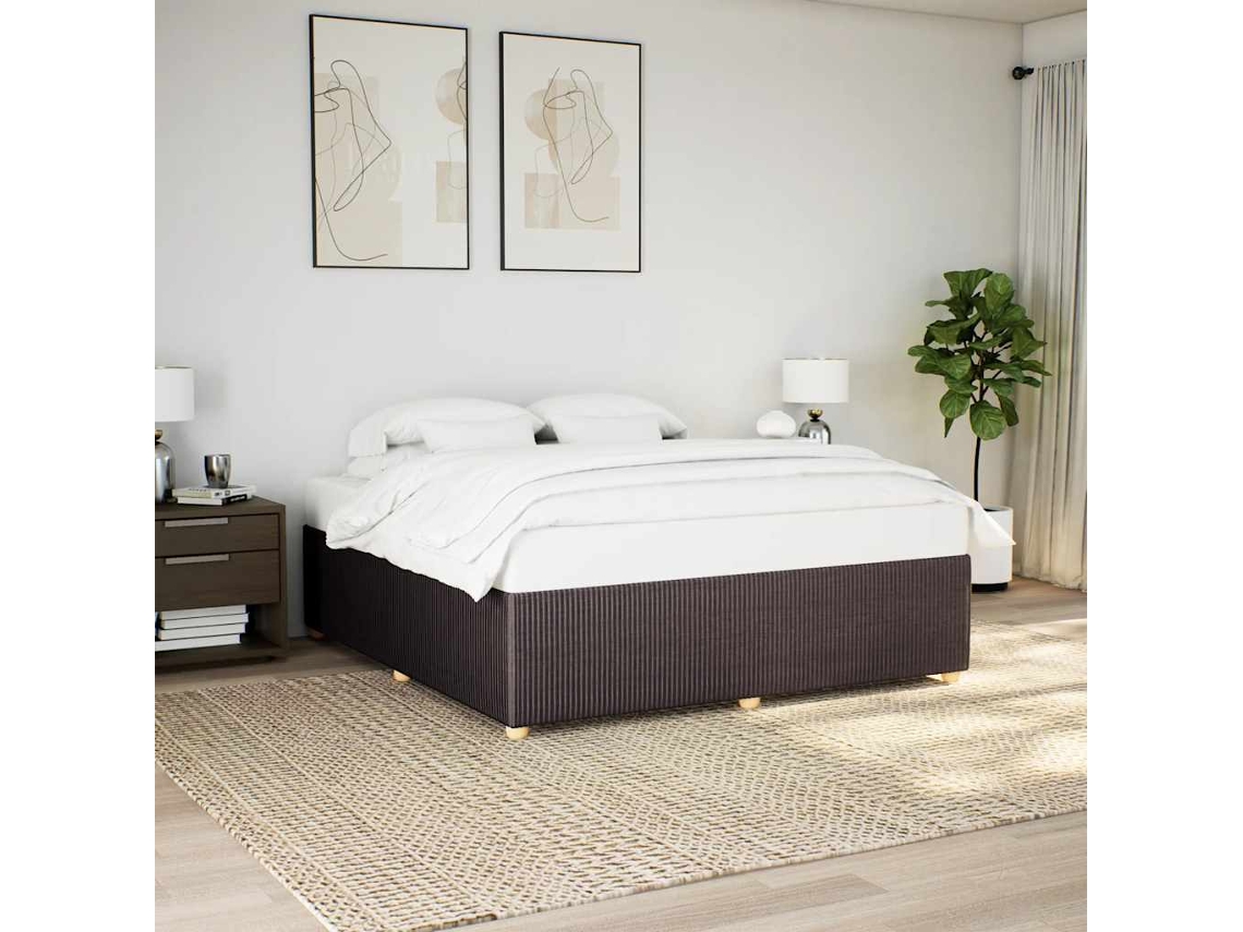 Estrutura De Cama Sem Colchão 200x200 Cm Tecido Castanho-escuro