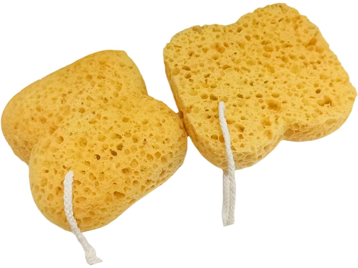 Conjunto de 2 Esponjas de Banho de Bucha Vegetal para Limpeza Profunda da Pele Seca e Sensível. SFUSHOS