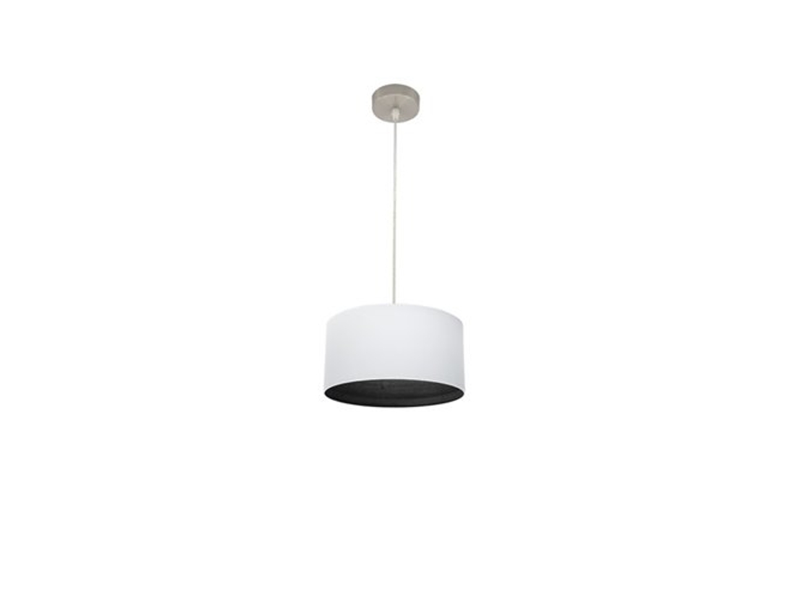 Pingente Tatiana 1Xe27 Níquel/Madeira Branco-Preto Regx30X30 Cm FABRILAMP