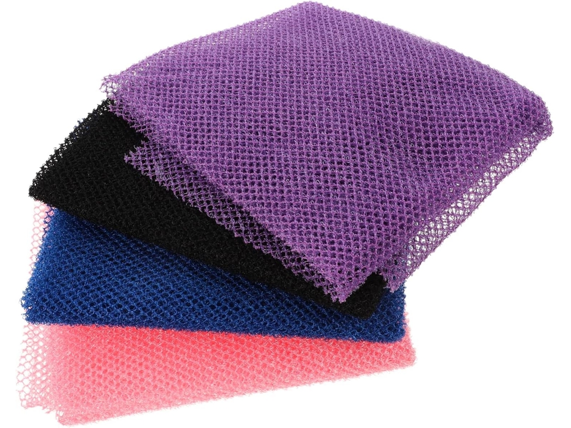Lurelia Conjunto De 4 Escovas Esponja De Banho Para Duche, Esponja Suave, Massagem Suave E Cor Rosa, Azul E Preto