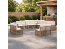 Vidaxl Conjunto De Sofá De Jardim 13 Unid. Bege E Branco Creme Vime Pe