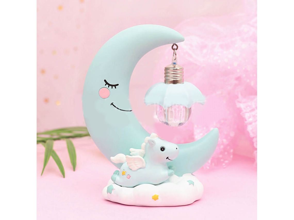 Lâmpada Noturna de Plástico com Design de Animal e Lua, Iluminação Decorativa para Quarto LAXISCREED