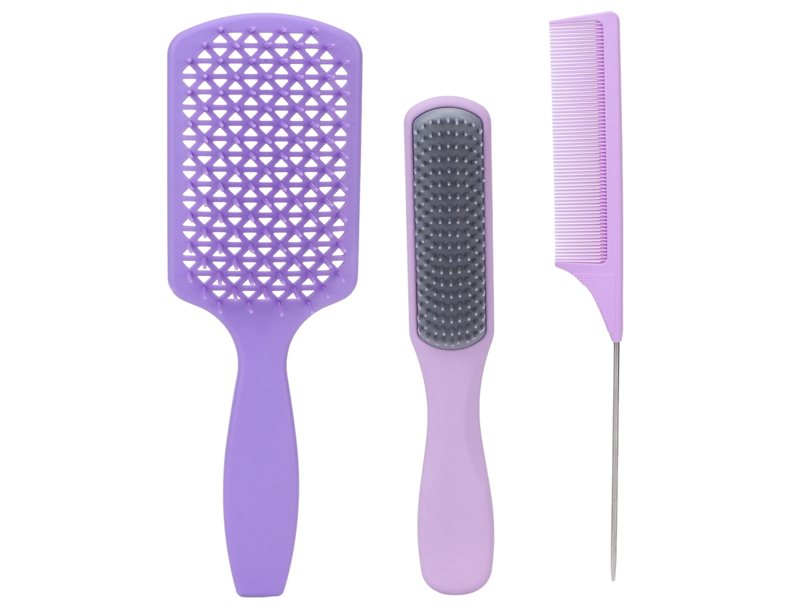 2026 set de Pentes e Escovas para Cabelo Resistente Ao Calor Antiestático com Boa Sensação de Uso Kit de Penteado Roxo na Caixa