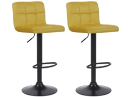 Conjunto de 2 bancos de bar Feni em veludo amarelo CLP