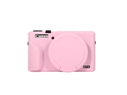 Capa Protetora De Silicone Macio Para Canon Powershot G7x Mark Iii / G7x Iii / G7x3 Com Tampa De Lente Rosa